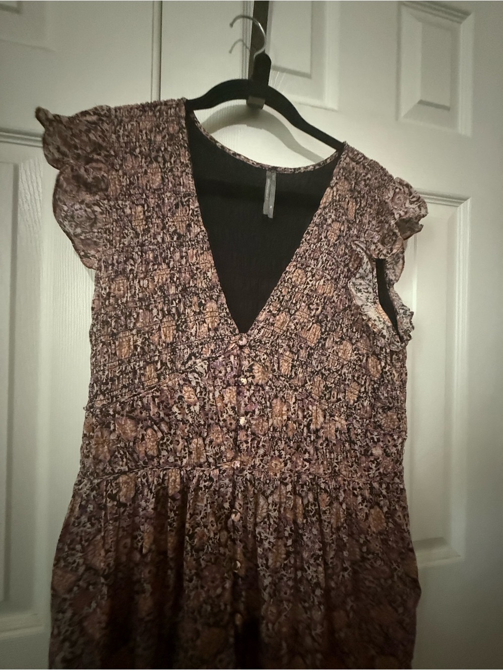 Anthropologie Ruched Floral Maxi Dress Size XL Boho Peasant - Picture 3 of 7